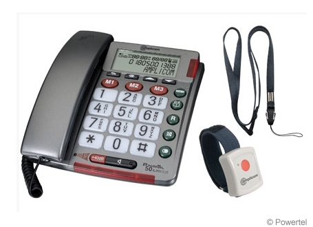 Das PowerTel 50 Alarm Plus ist ein Telefon für Senioren.